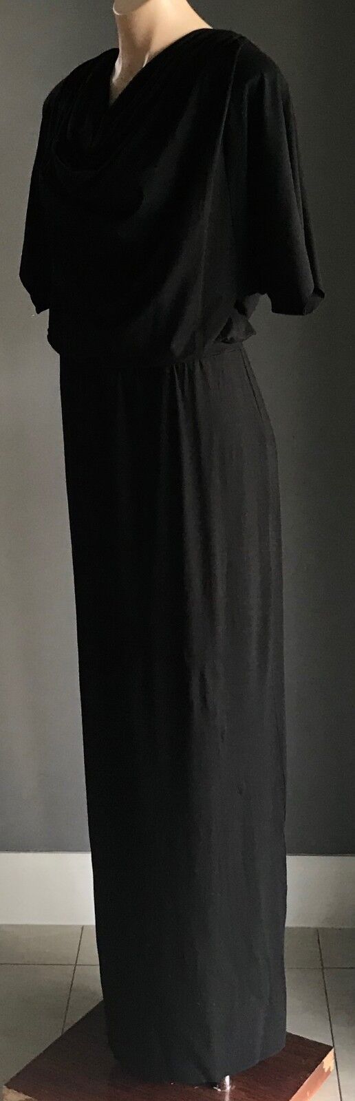 KORTAS by AGA KORTAS Maxi Dress Black Cowl Neck & Back Short Sleeve 36 / 10 NEW