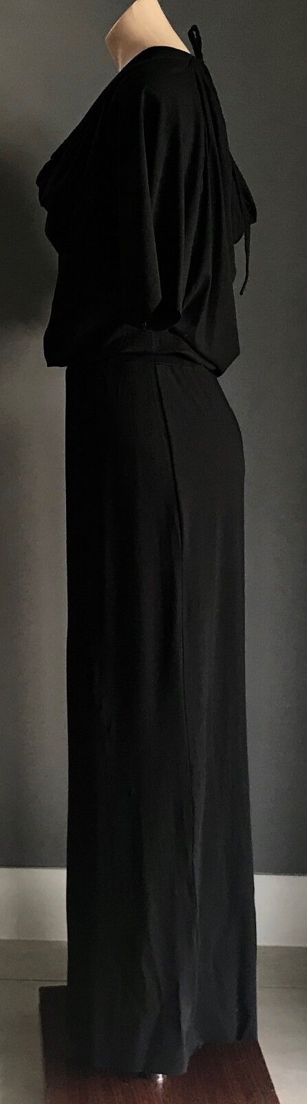 KORTAS by AGA KORTAS Maxi Dress Black Cowl Neck & Back Short Sleeve 36 / 10 NEW