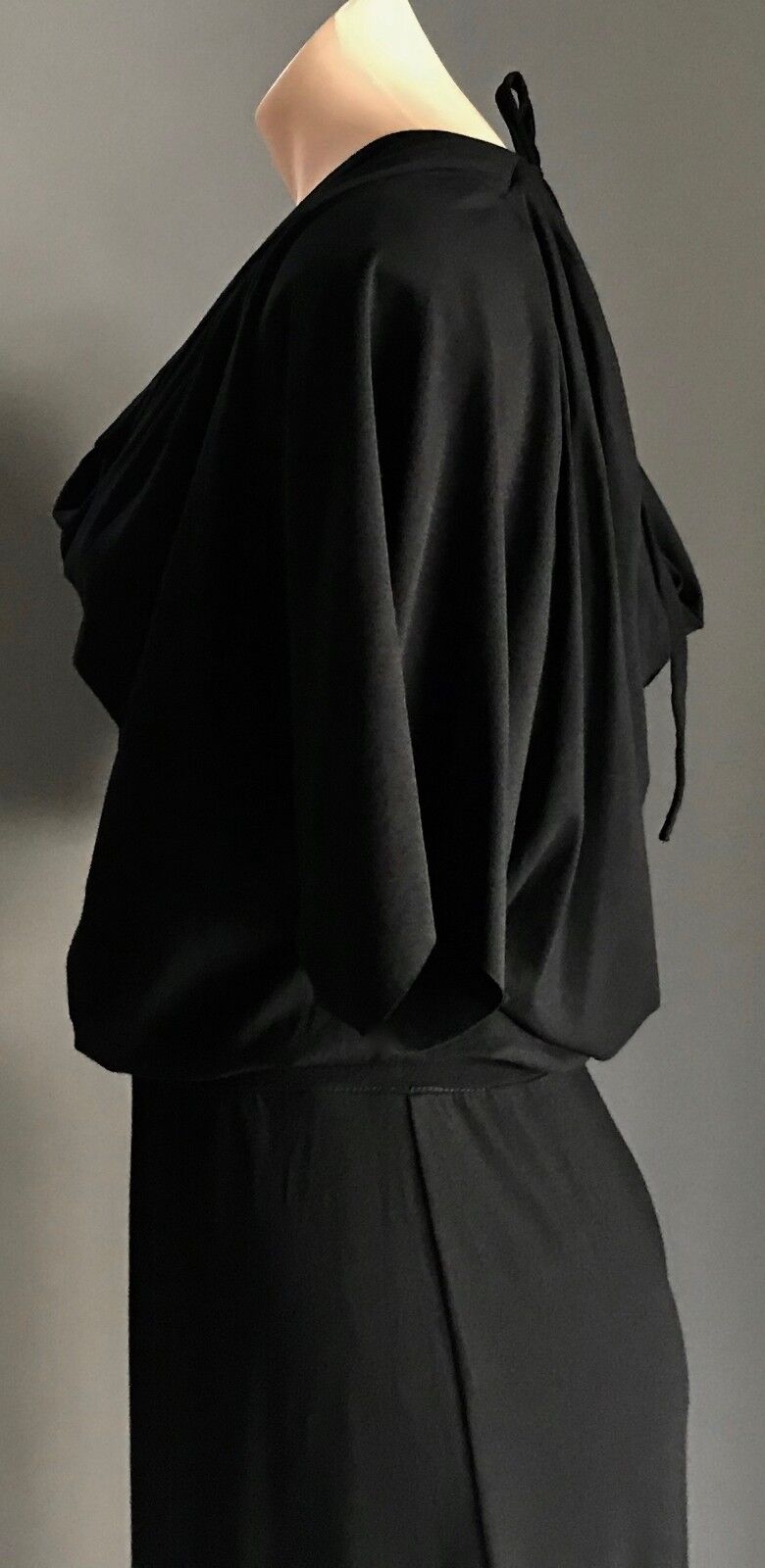KORTAS by AGA KORTAS Maxi Dress Black Cowl Neck & Back Short Sleeve 36 / 10 NEW