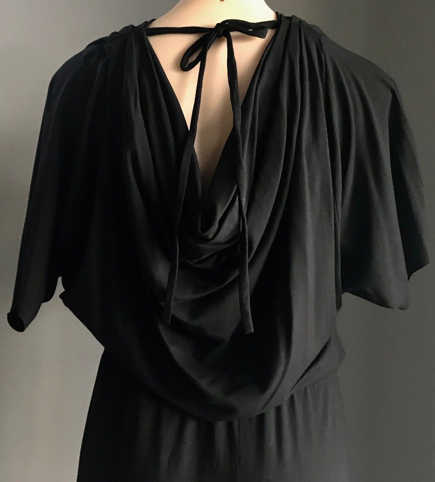 KORTAS by AGA KORTAS Maxi Dress Black Cowl Neck & Back Short Sleeve 36 / 10 NEW