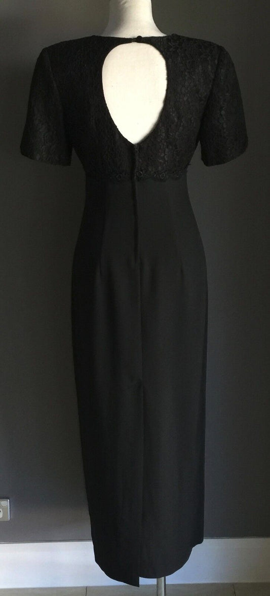 MARI GOURLAY Black Dress Lace Open Back Gown Size 8 Vintage NEW