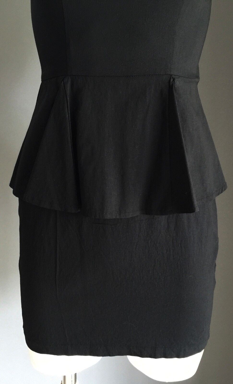VALLEYGIRL Mini Dress Black Stretch Sleeveless Peplum Waist LBD Ladies Size 8
