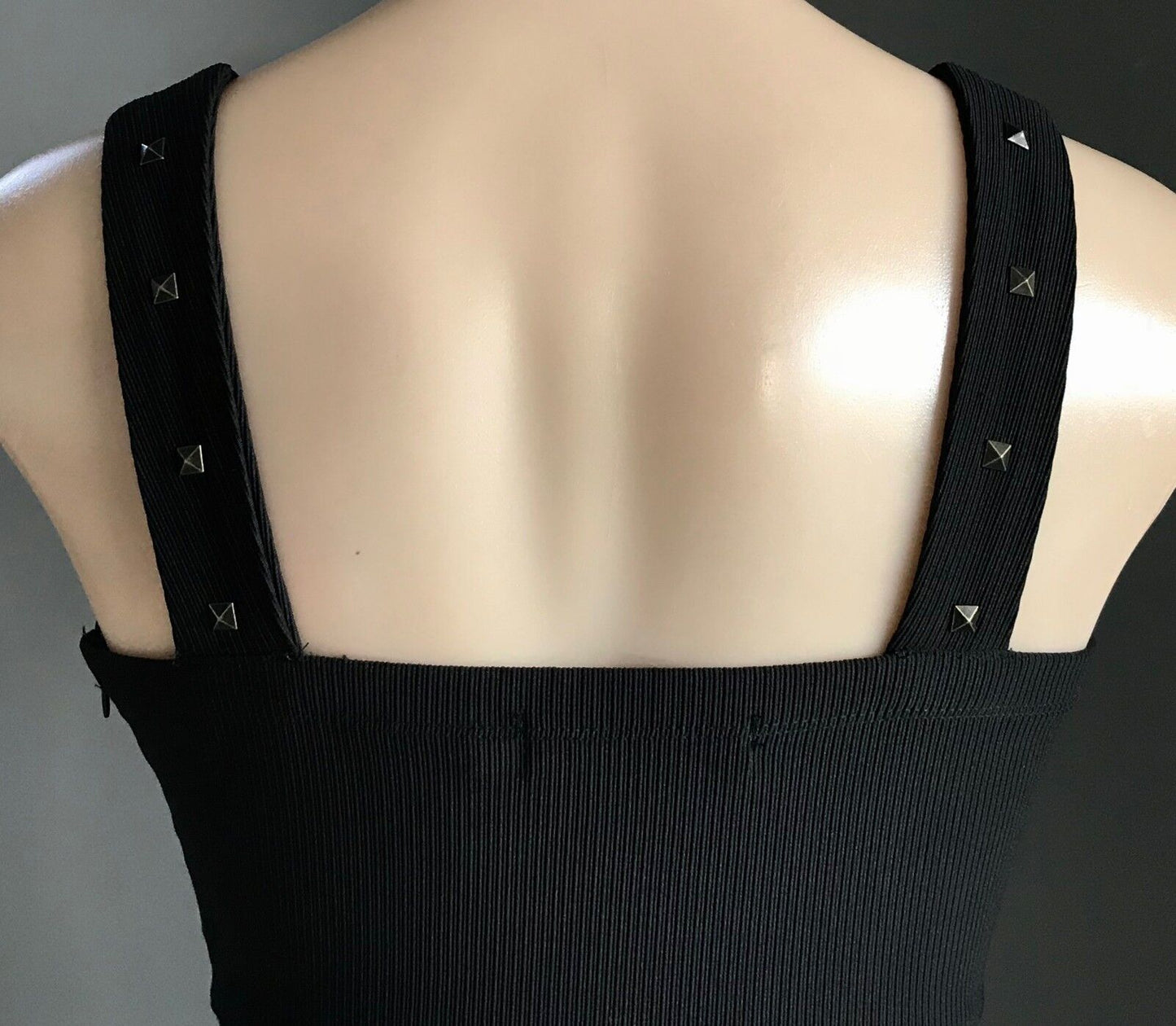 SUNNY GIRL Bandage Dress Black Stretch w Lace & Stud Trim Ladies Size 8 10 NEW