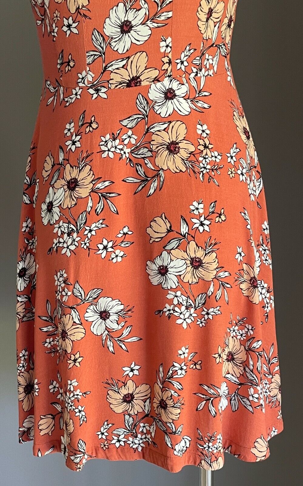 SPORTSGIRL Dress Brown Floral Print Short Sleeve Button Front Short Sz 6 8 10