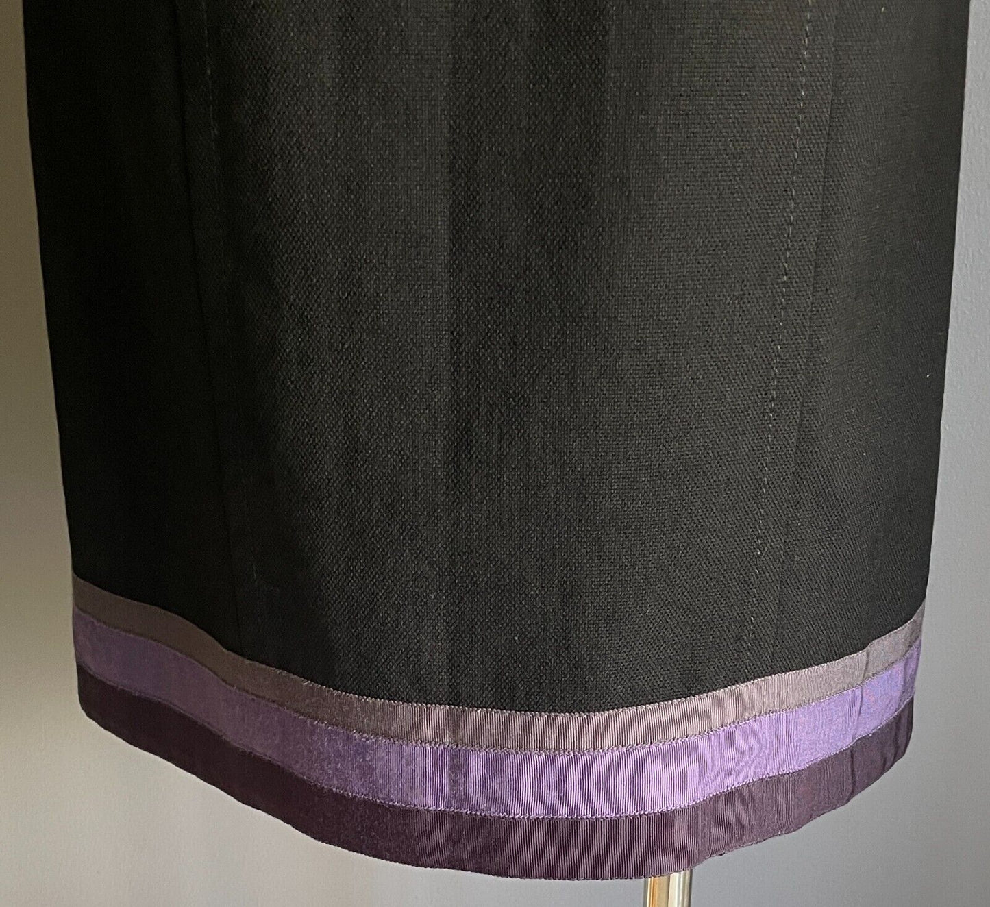 WHISTLES Black & Purple Trim Sleeveless Pinafore Style Wool Dress Size 8