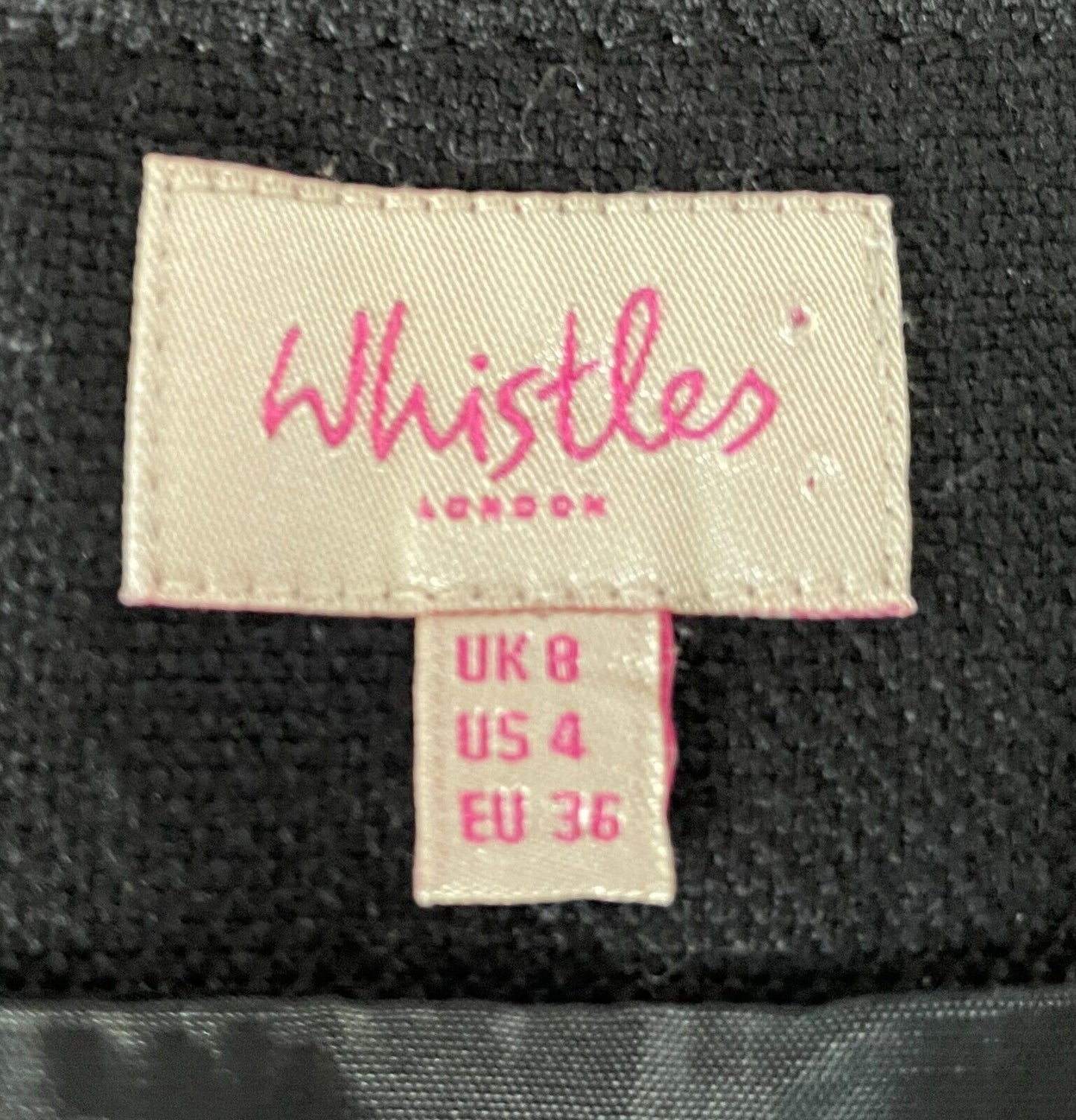 WHISTLES Black & Purple Trim Sleeveless Pinafore Style Wool Dress Size 8