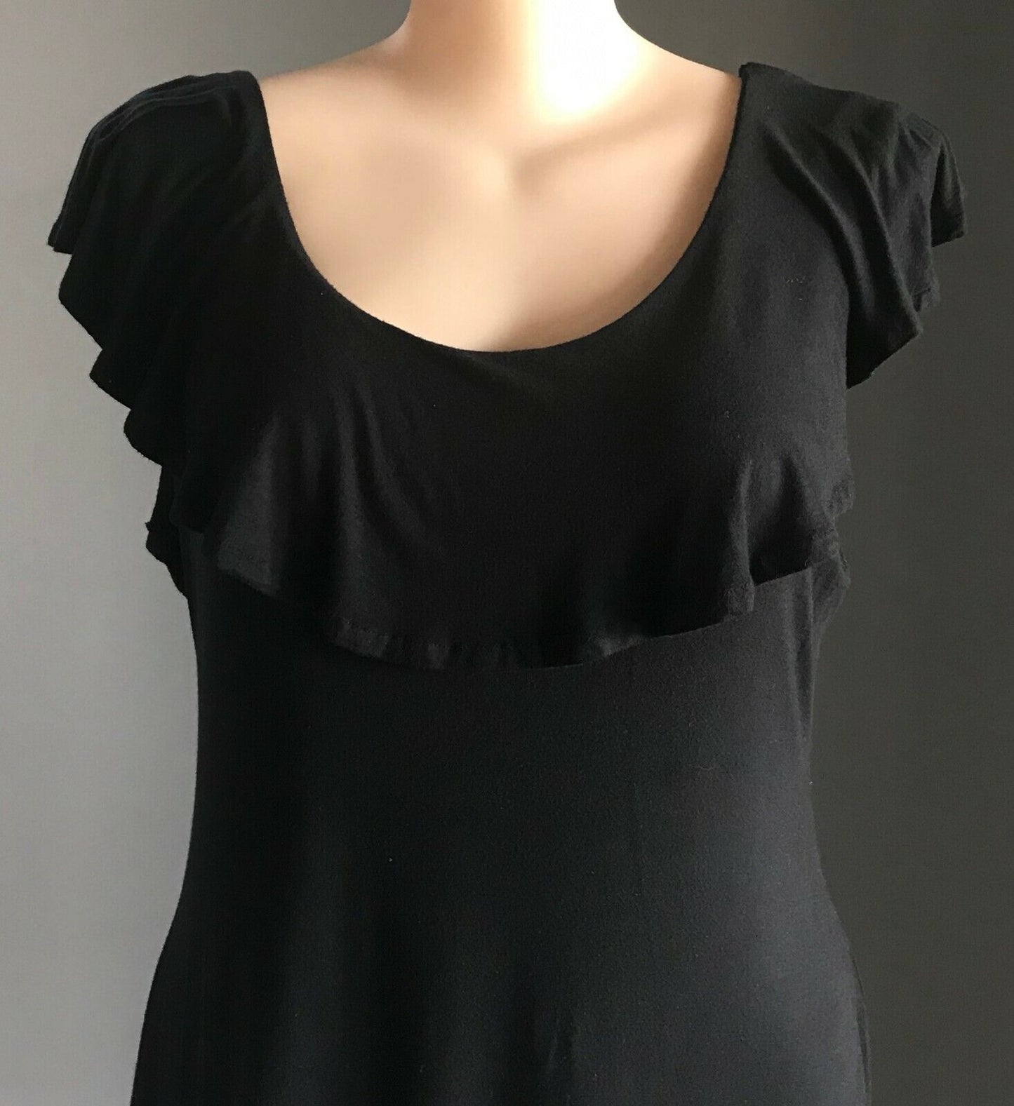 EMERGE LBD Dress Black Sleeveless Ruffle Neck Stretch Frock Ladies Plus Size 18