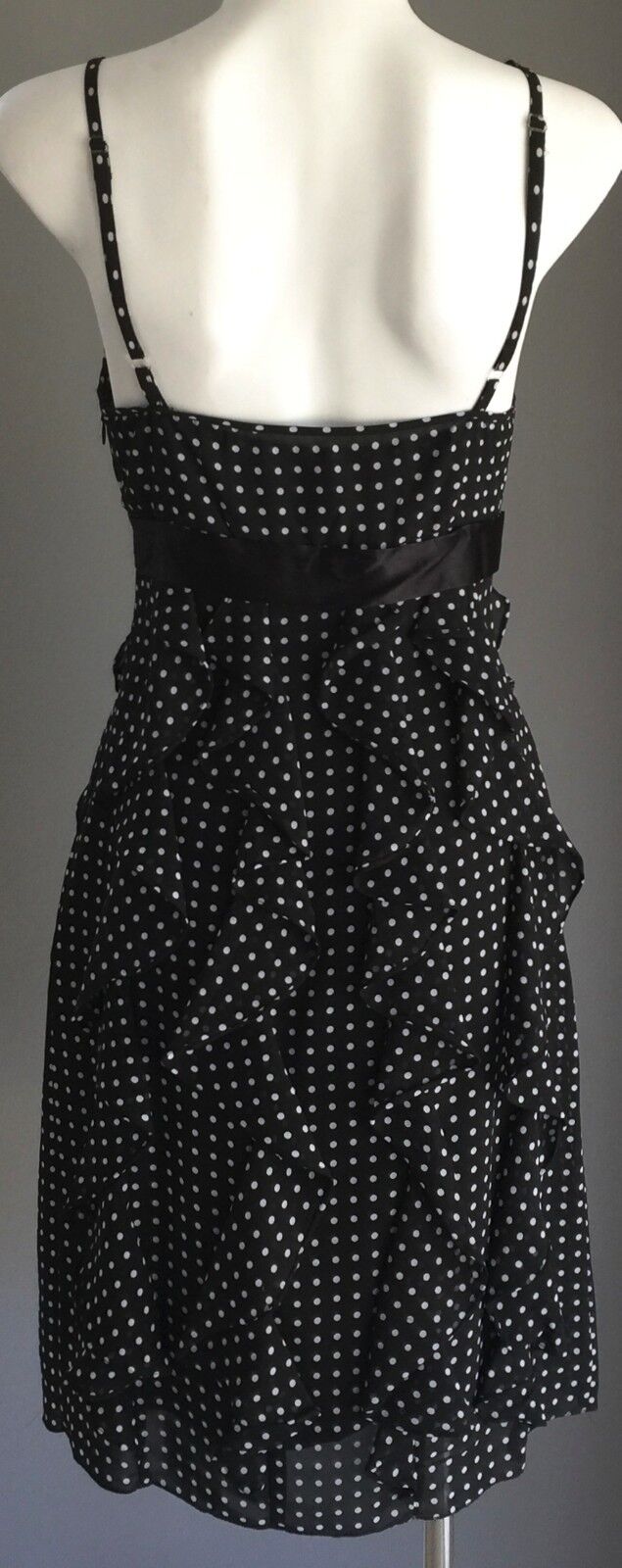 GARFUNKEL Dress Black & White Polka Dot Empire Waist Frock Size 8 Retro Gem NEW