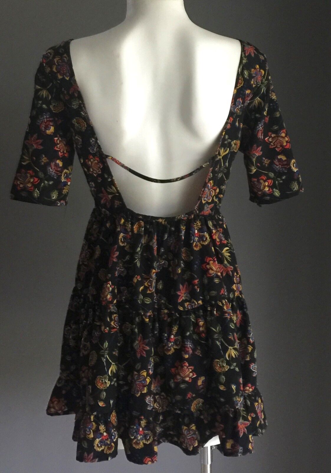 MY LEFTIES Dress Black Floral Print Short Sleeve Skater Size M 8 Gorgeous