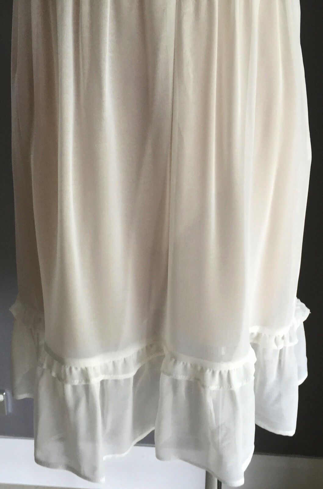 DON"T ASK AMANDA Dress Sheer Ivory High Neck Knee Length Size M 10 So Feminine