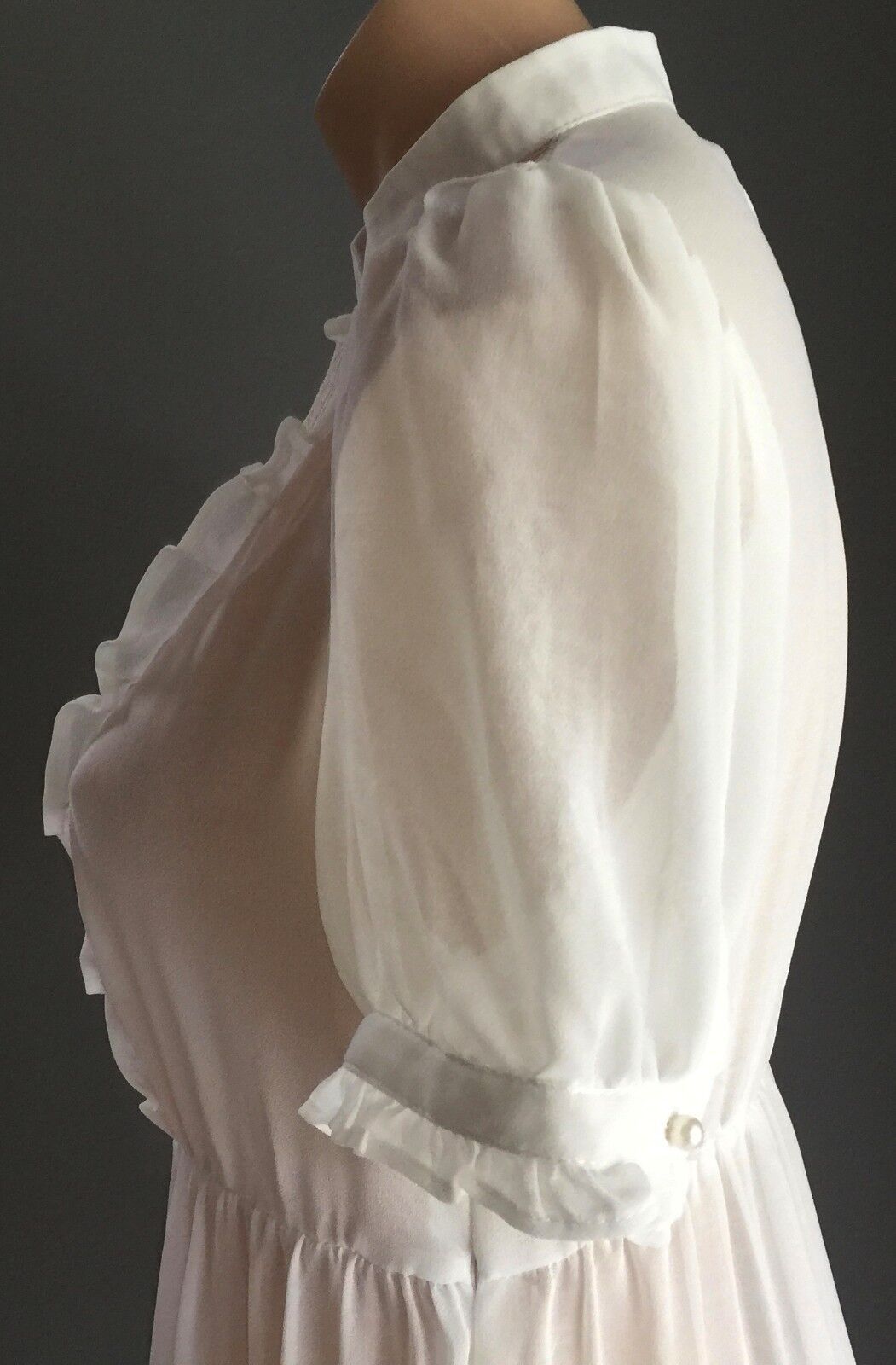 DON"T ASK AMANDA Dress Sheer Ivory High Neck Knee Length Size M 10 So Feminine
