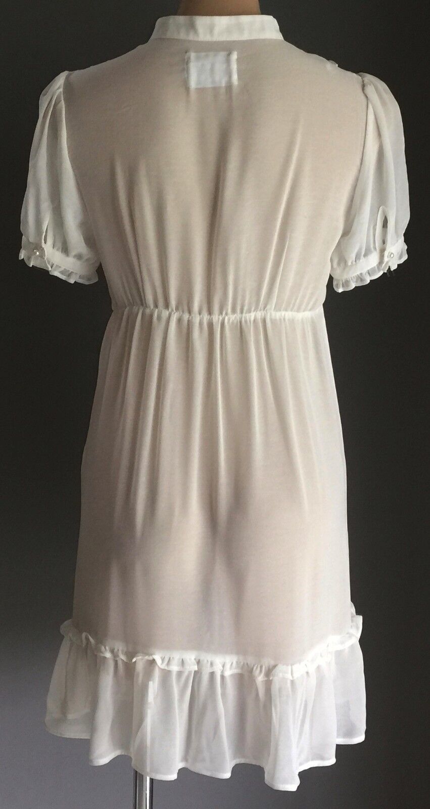 DON"T ASK AMANDA Dress Sheer Ivory High Neck Knee Length Size M 10 So Feminine