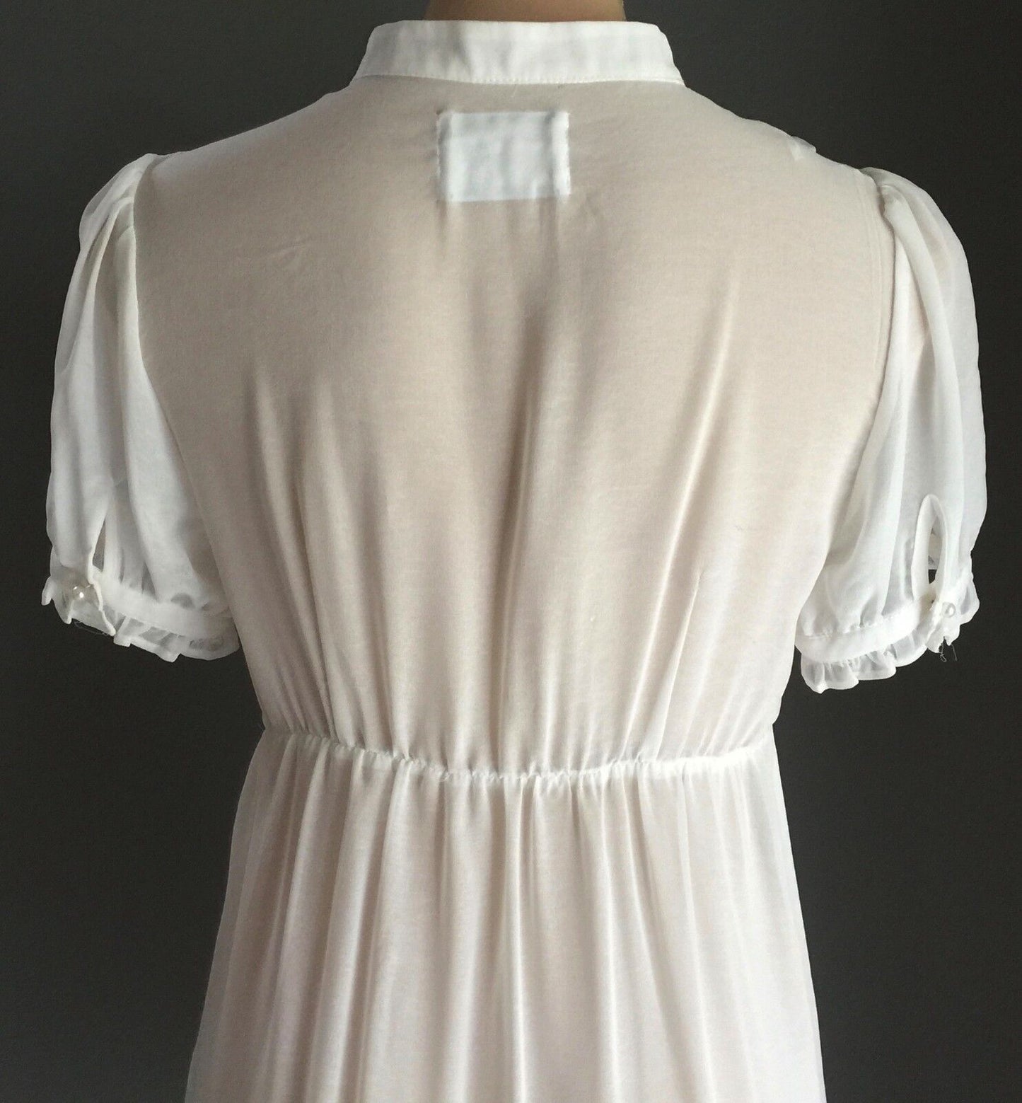 DON"T ASK AMANDA Dress Sheer Ivory High Neck Knee Length Size M 10 So Feminine