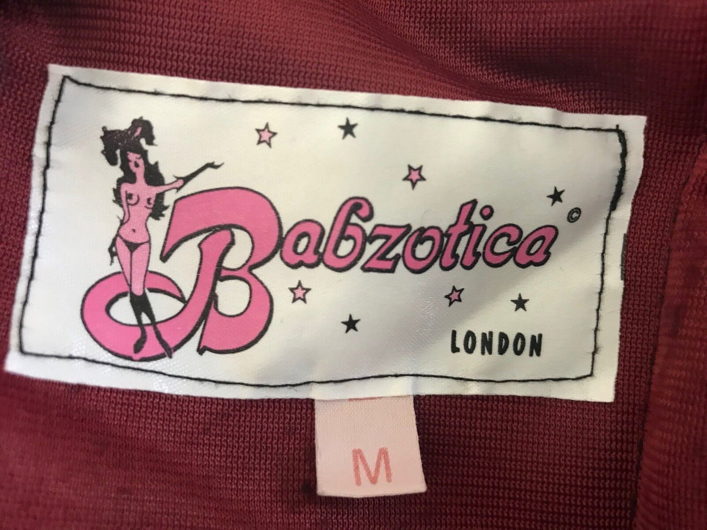 GoGo Dress BABZOTICA LONDON 1960's Black & Burgundy Velour Cut Out Sides M 12