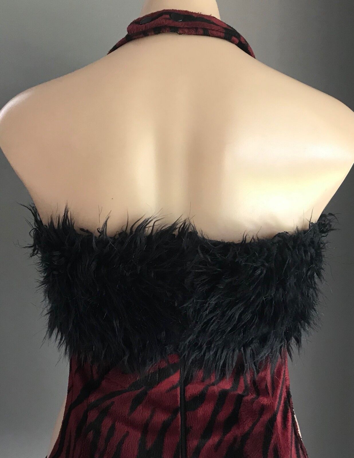 GoGo Dress BABZOTICA LONDON 1960's Black & Burgundy Velour Cut Out Sides M 12