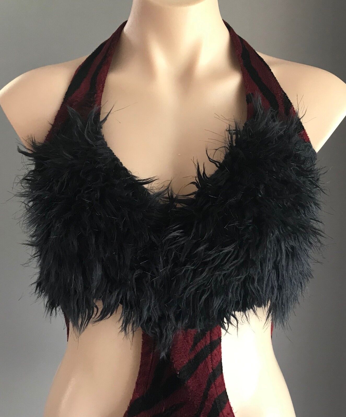 GoGo Dress BABZOTICA LONDON 1960's Black & Burgundy Velour Cut Out Sides M 12