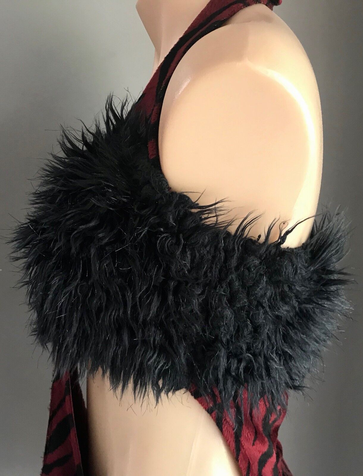 GoGo Dress BABZOTICA LONDON 1960's Black & Burgundy Velour Cut Out Sides M 12
