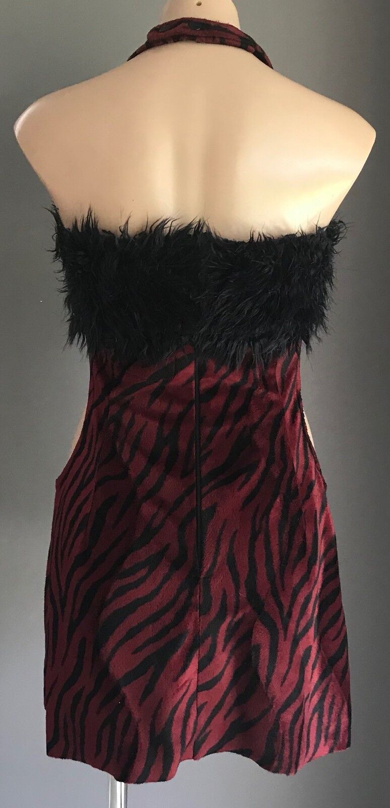 GoGo Dress BABZOTICA LONDON 1960's Black & Burgundy Velour Cut Out Sides M 12