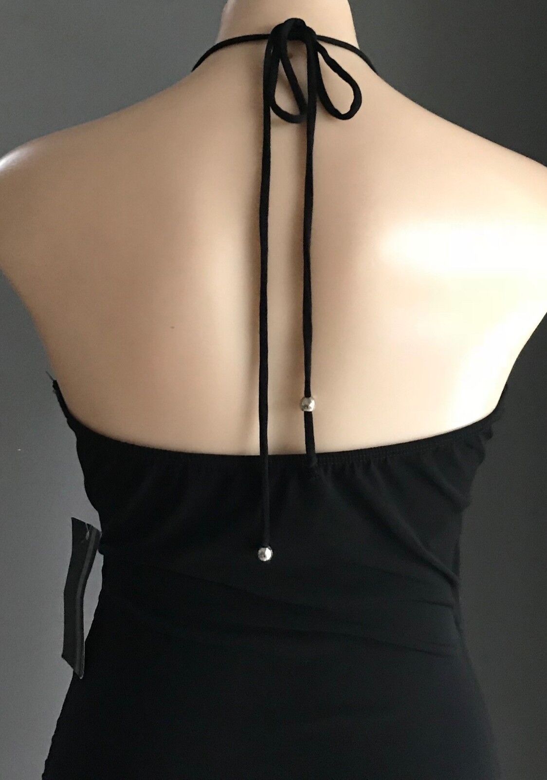 TRENDY ELEMENTS Dress Handkerchief Hem Black & Diamanté Bias Cut Sz M 10 12 NEW