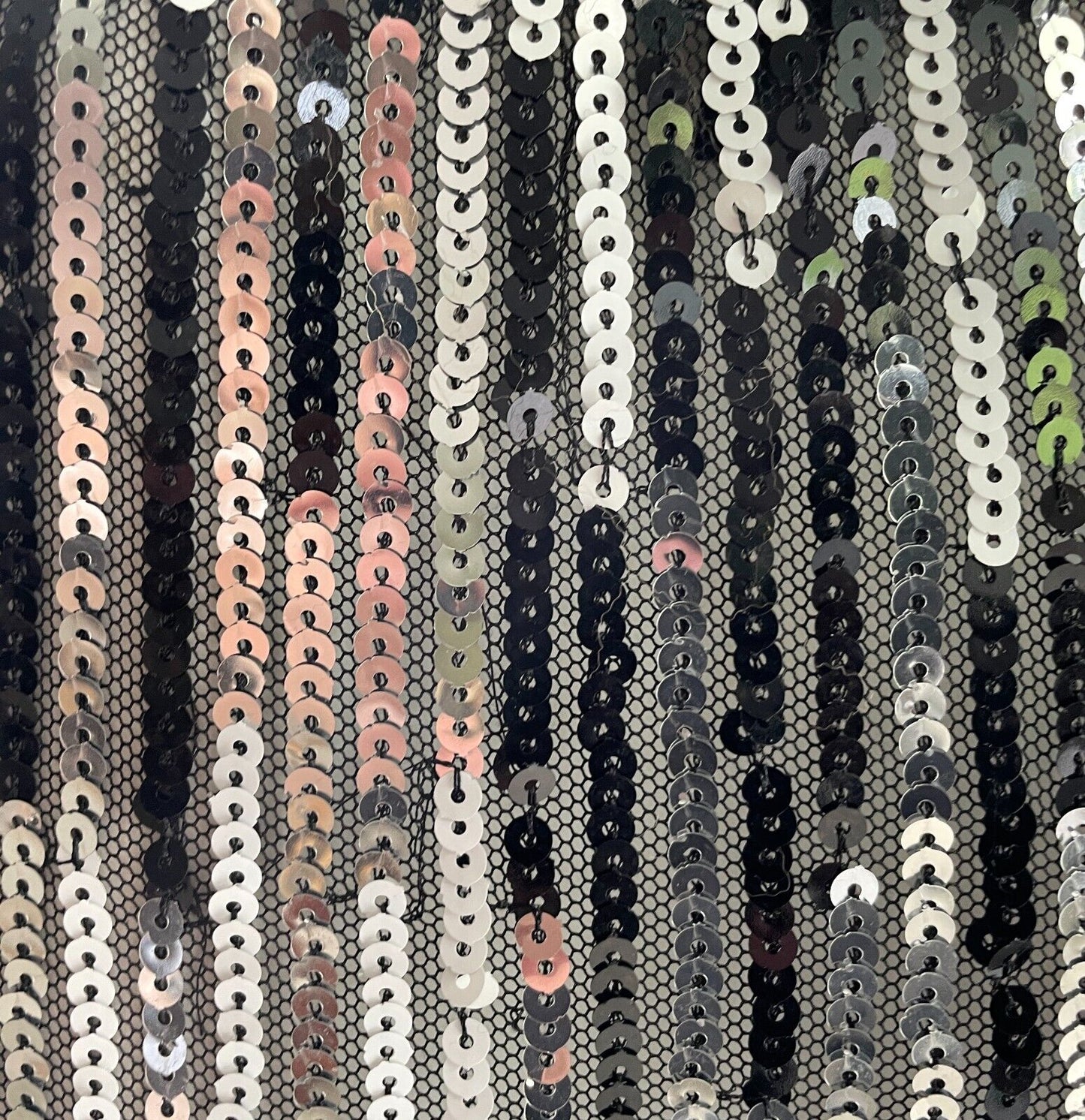 LADAKH Dress Black Silver Sequin 3/4 Sleeve Mini Stretch Sheer Bodycon Size 6 8
