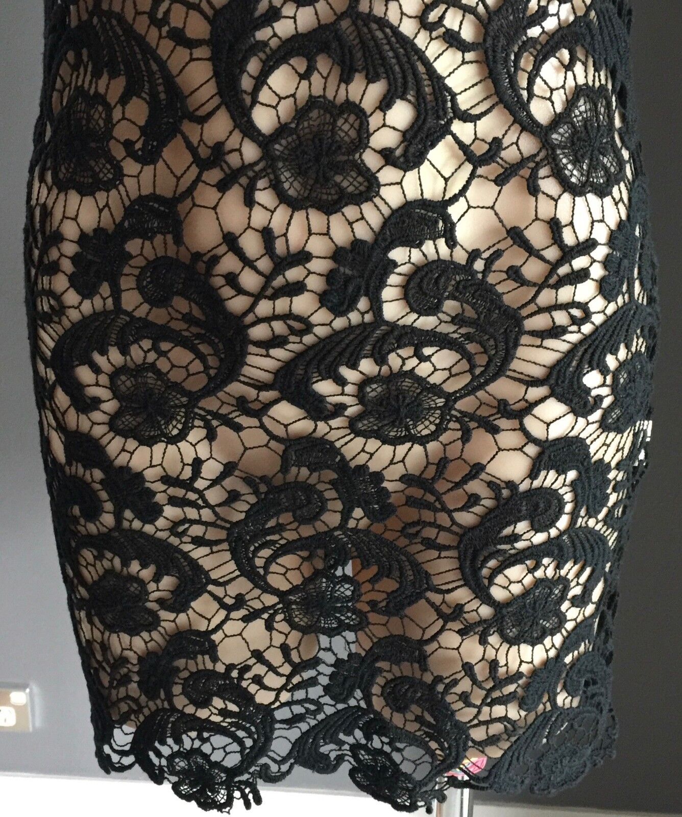 PASSION Retro Chic Fusion Sheer Black Lace Short Sleeve Ladies Size M 10 NEW