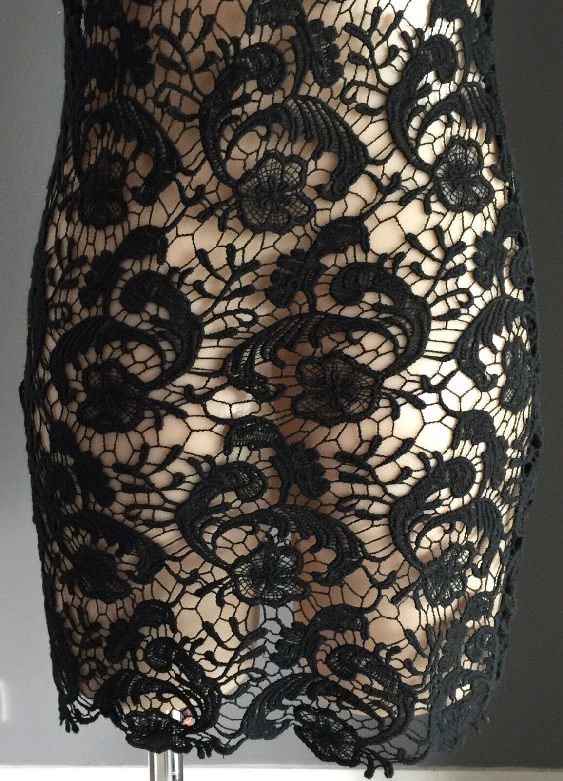 PASSION Retro Chic Fusion Sheer Black Lace Short Sleeve Ladies Size M 10 NEW