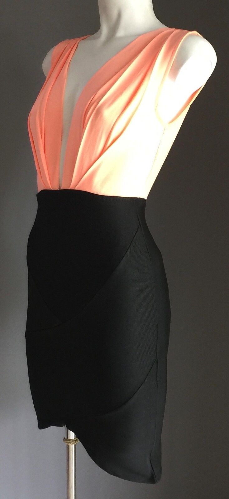 VENUS Bodycon Mini Dress Coral & Black Stretch Ladies Size 6 8 NEW Stunning