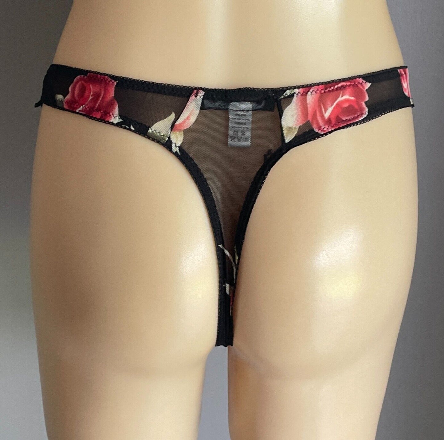 BLACK LABEL LINGERIE Camisole & G-String Set Roses Lace Trim Size M 10 Sexy NEW