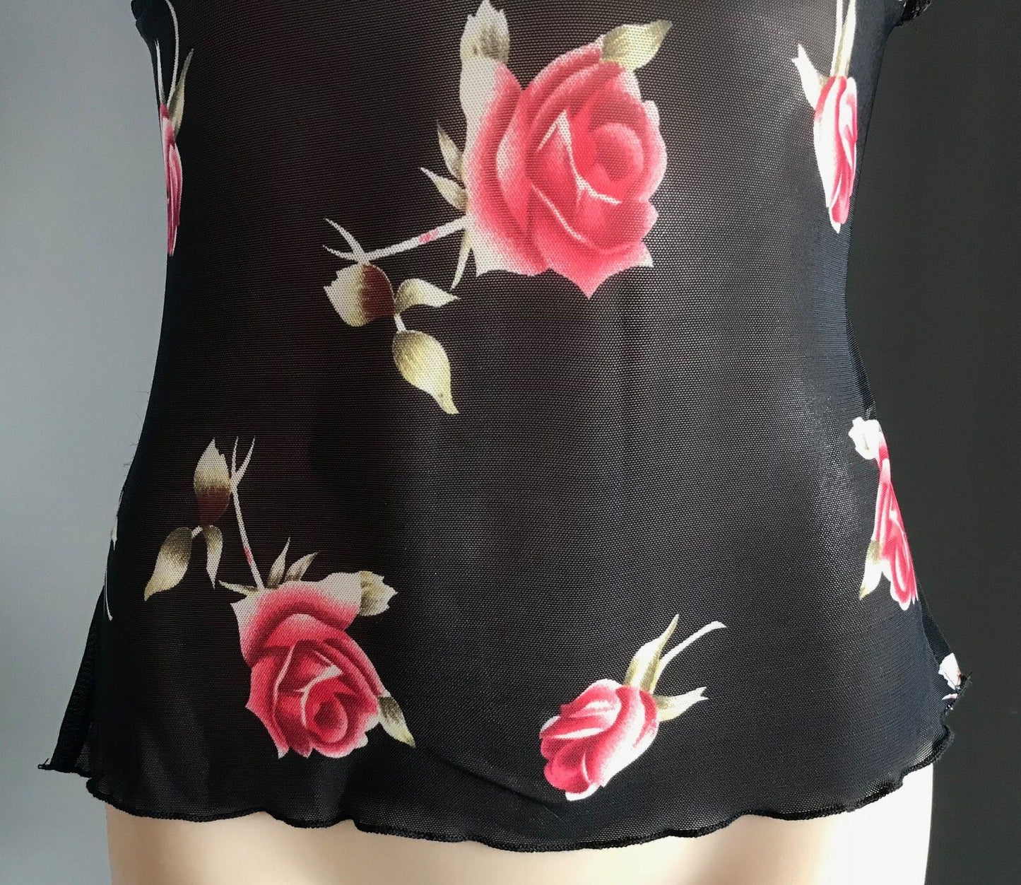 BLACK LABEL LINGERIE Camisole & G-String Set Roses Lace Trim Size M 10 Sexy NEW