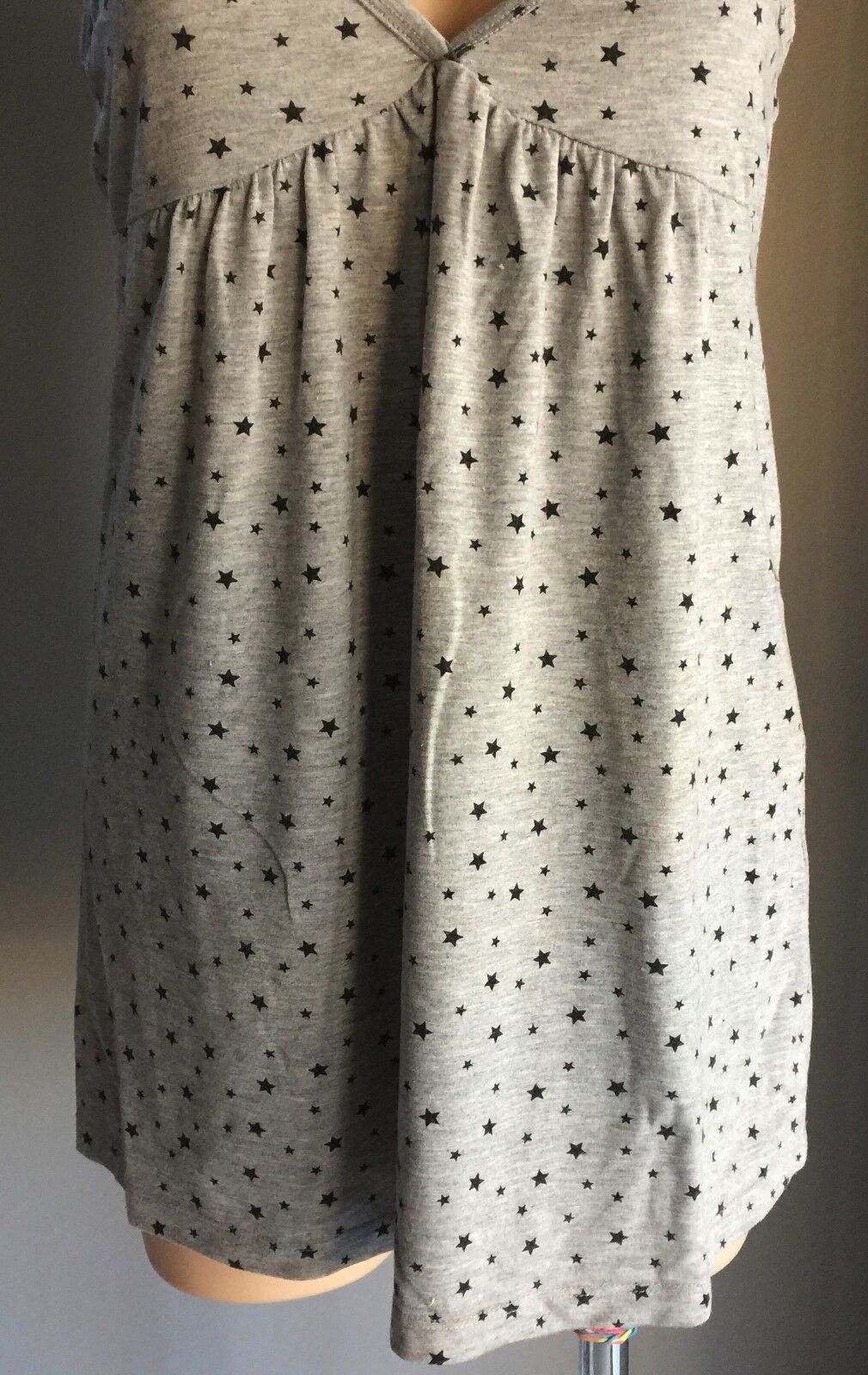 SECRET LOVE Baby Doll Nightie Marl Grey & Black Star Print Ladies Size 12