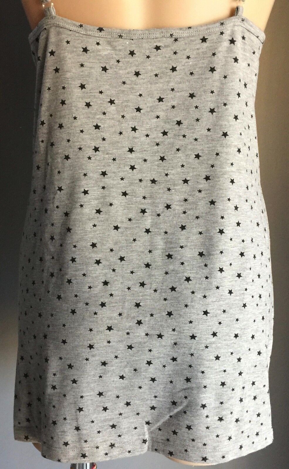 SECRET LOVE Baby Doll Nightie Marl Grey & Black Star Print Ladies Size 12