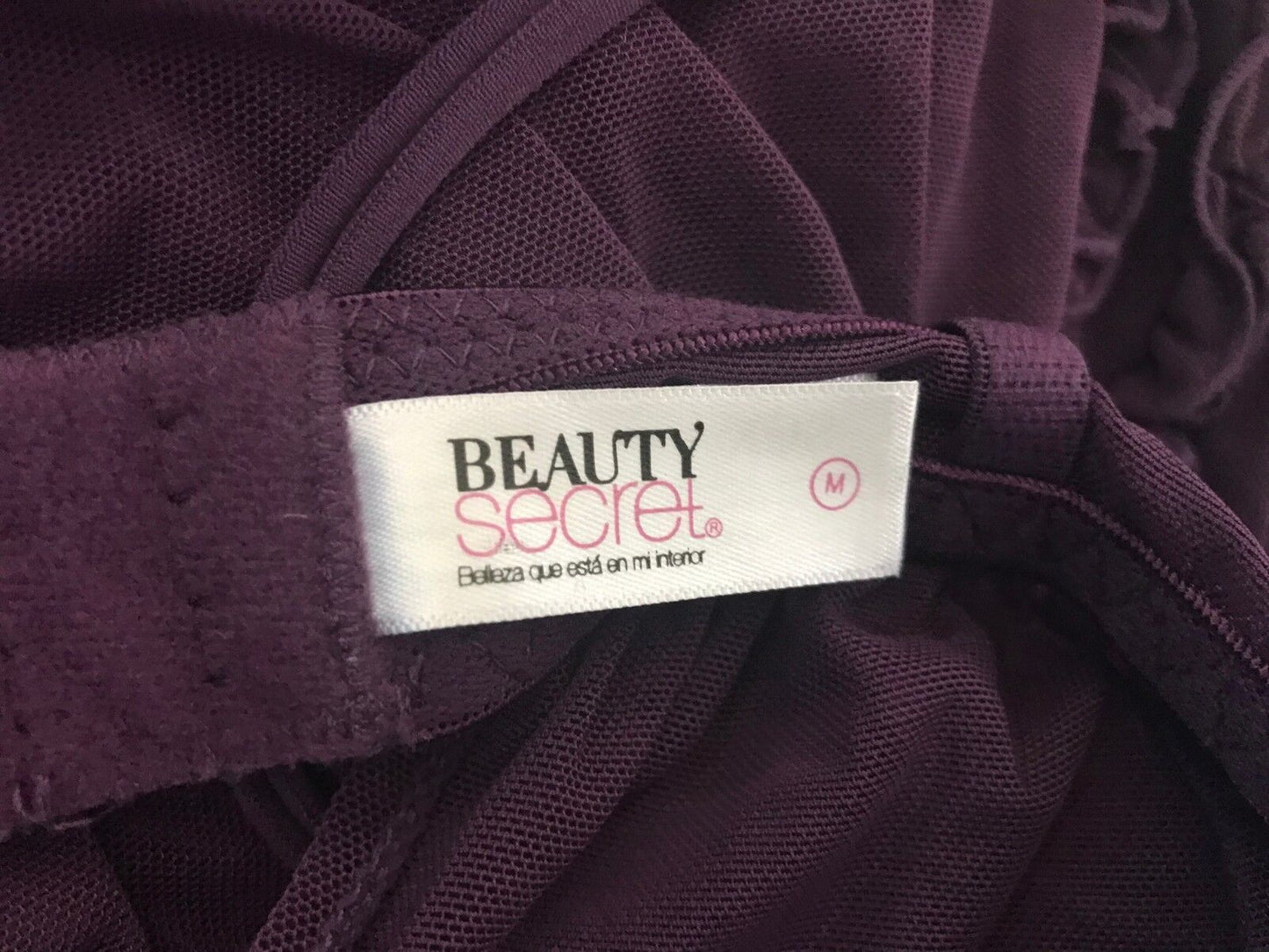 BEAUTY SECRET Babydoll Chemise Aubergine Purple Sheer Mesh Net Sz M 10 Sexy NEW