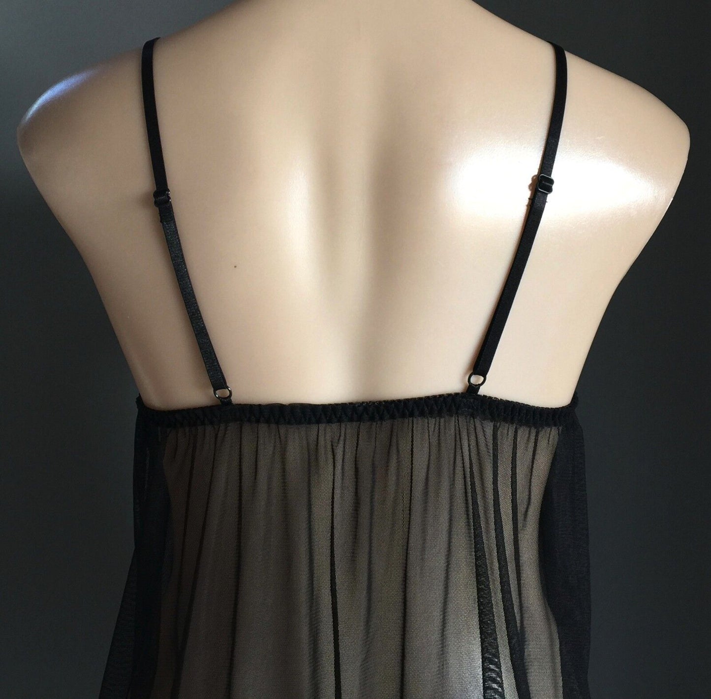 Babydoll Chemise Lace Net  Pink & Black Sexy Lingerie Nightie Sheer Size 10  NEW