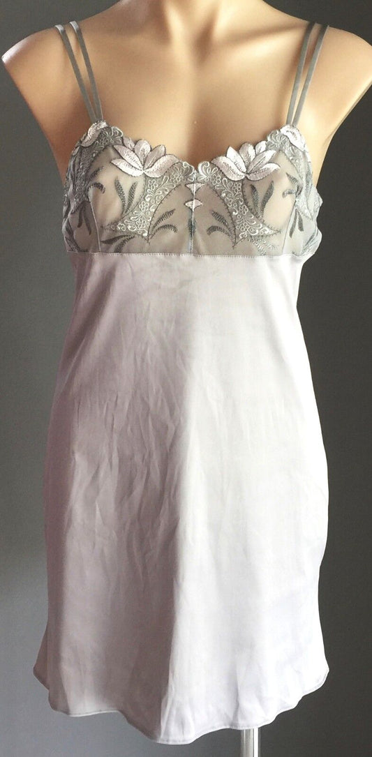 LOUISA BRACQ Paris "Astree" Silver Chemise Nightie French Lingerie Size 10 NEW