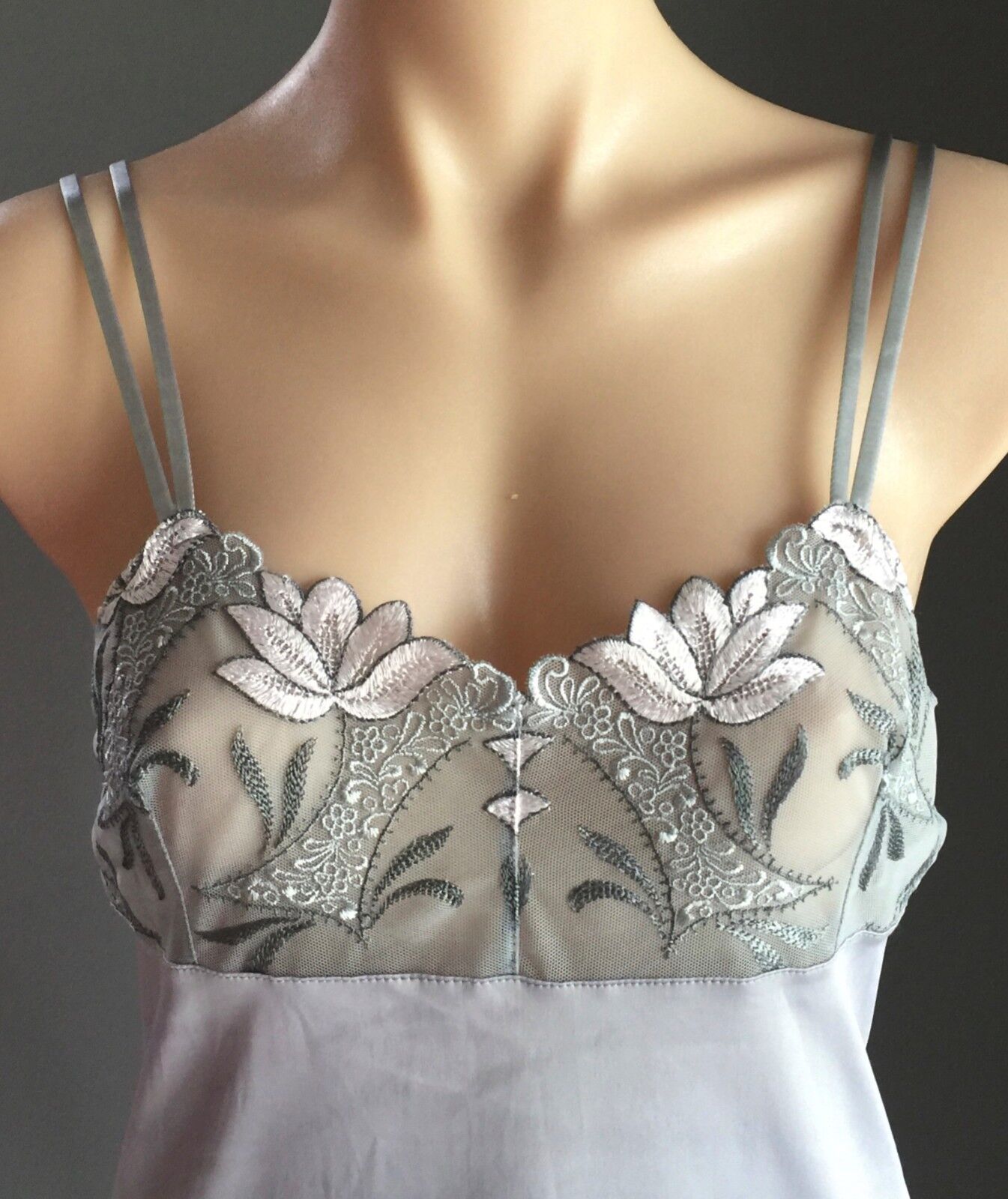 LOUISA BRACQ Paris "Astree" Silver Chemise Nightie French Lingerie Size 10 NEW