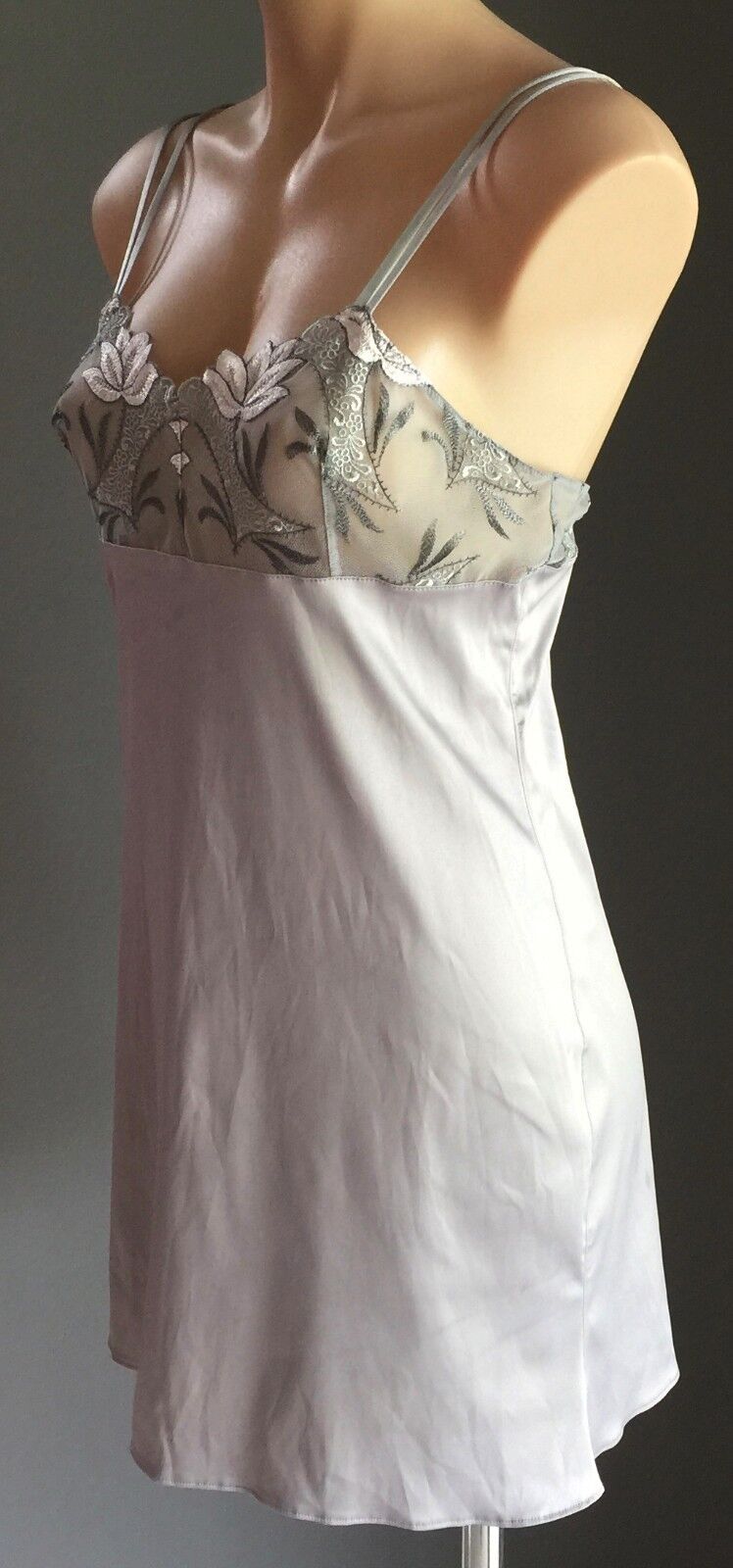 LOUISA BRACQ Paris "Astree" Silver Chemise Nightie French Lingerie Size 10 NEW