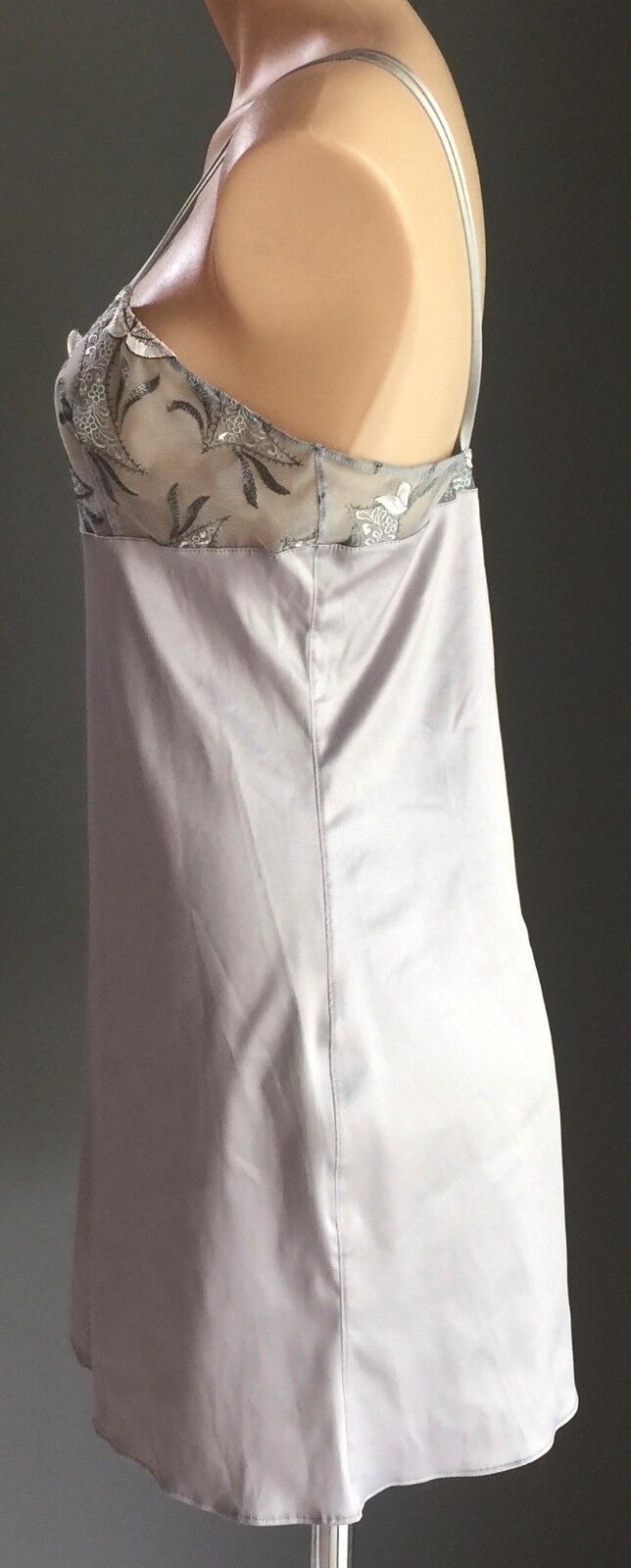 LOUISA BRACQ Paris "Astree" Silver Chemise Nightie French Lingerie Size 10 NEW