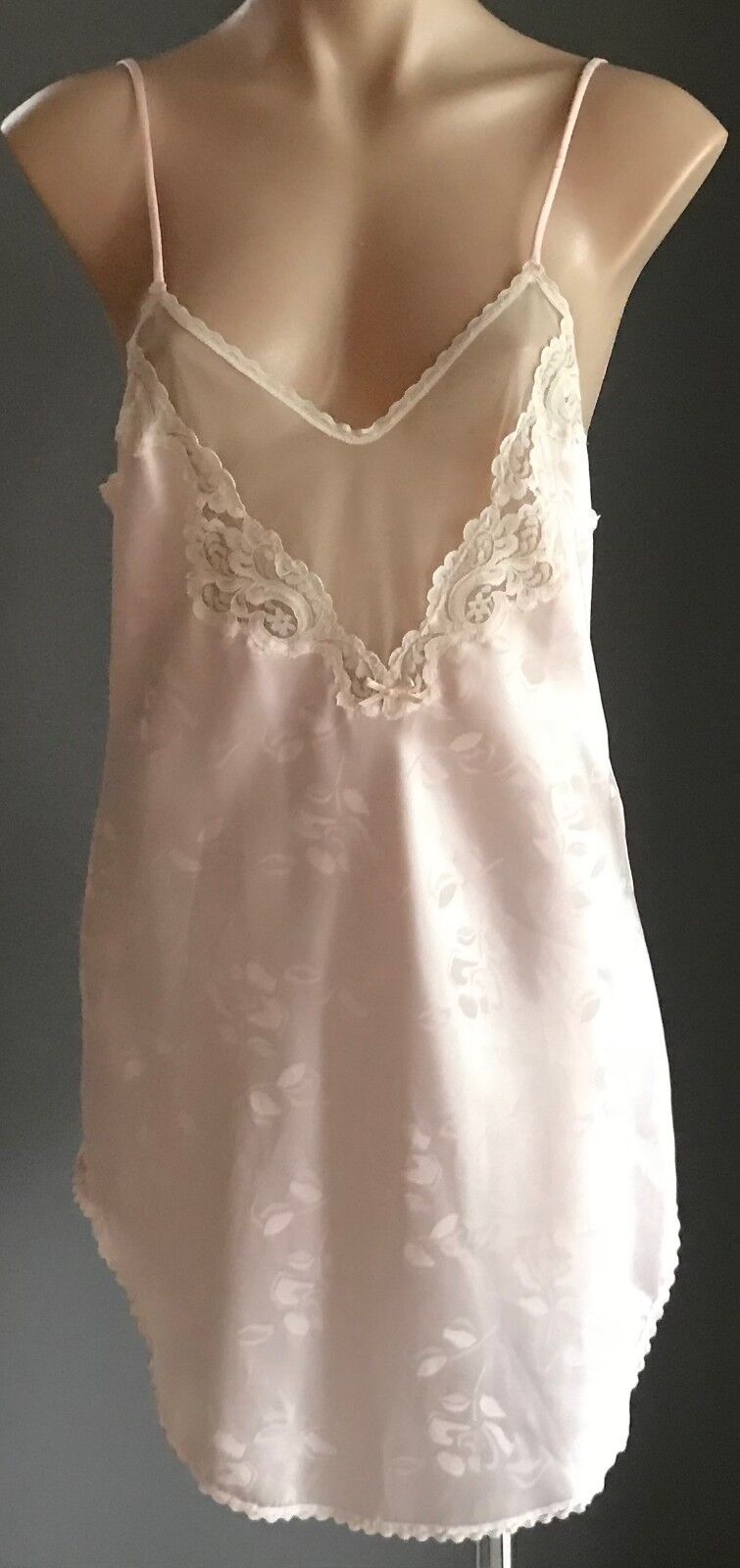 ELANOR LUCAS Silky Chemise & Bath Robe Set Peach Floral Set Sz 14 AU 12 VIntage