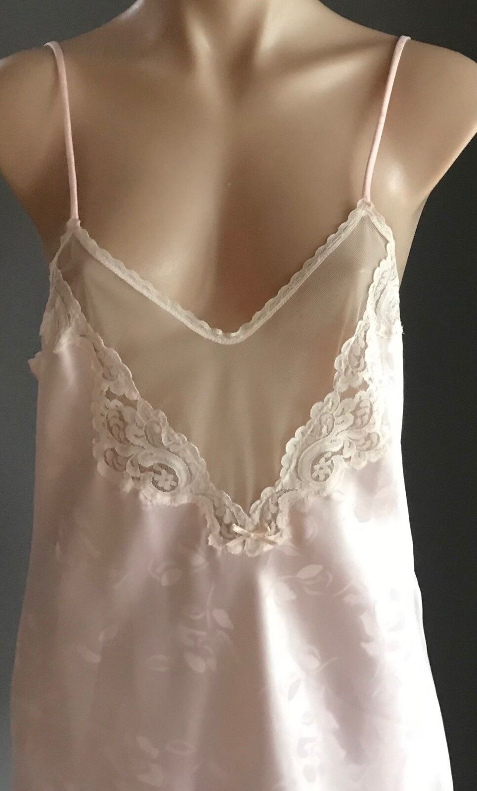 ELANOR LUCAS Silky Chemise & Bath Robe Set Peach Floral Set Sz 14 AU 12 VIntage