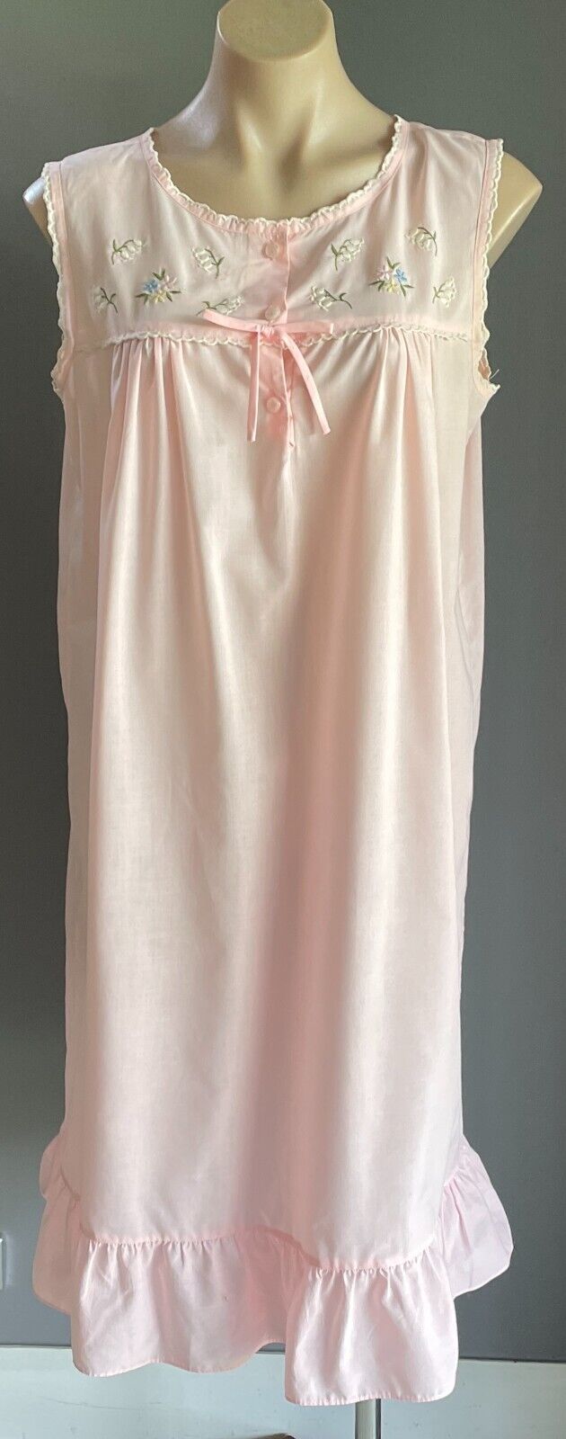 Vintage HENRY'S WHISPERS Nightie Baby Pink Size 14 Cotton Blend Sleeveless Retro