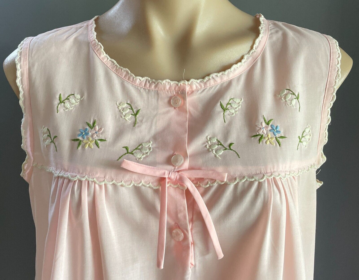 Vintage HENRY'S WHISPERS Nightie Baby Pink Size 14 Cotton Blend Sleeveless Retro