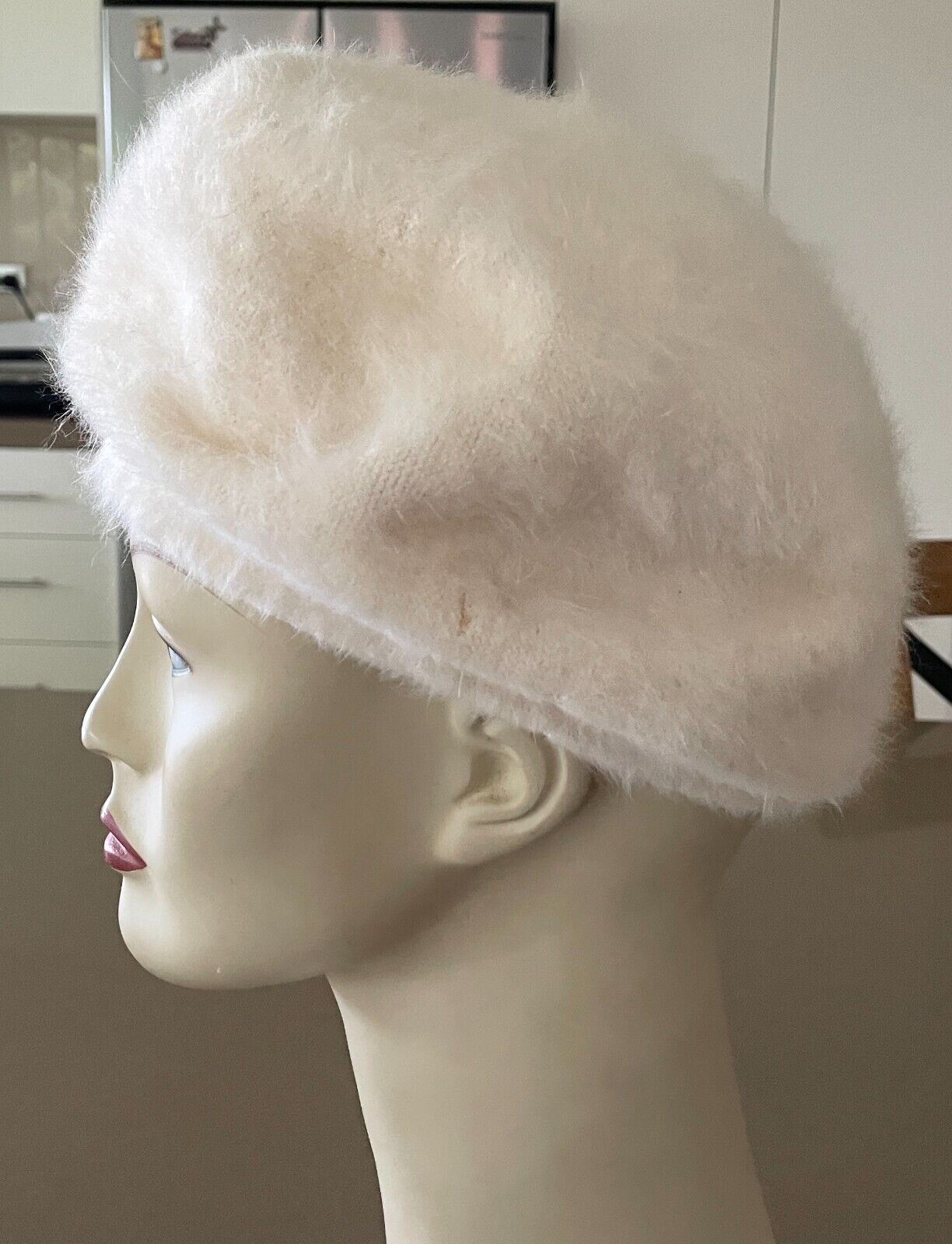 Vintage Beret DAVID JONES French Style Cream Hat Cap Ladies Size 54cm