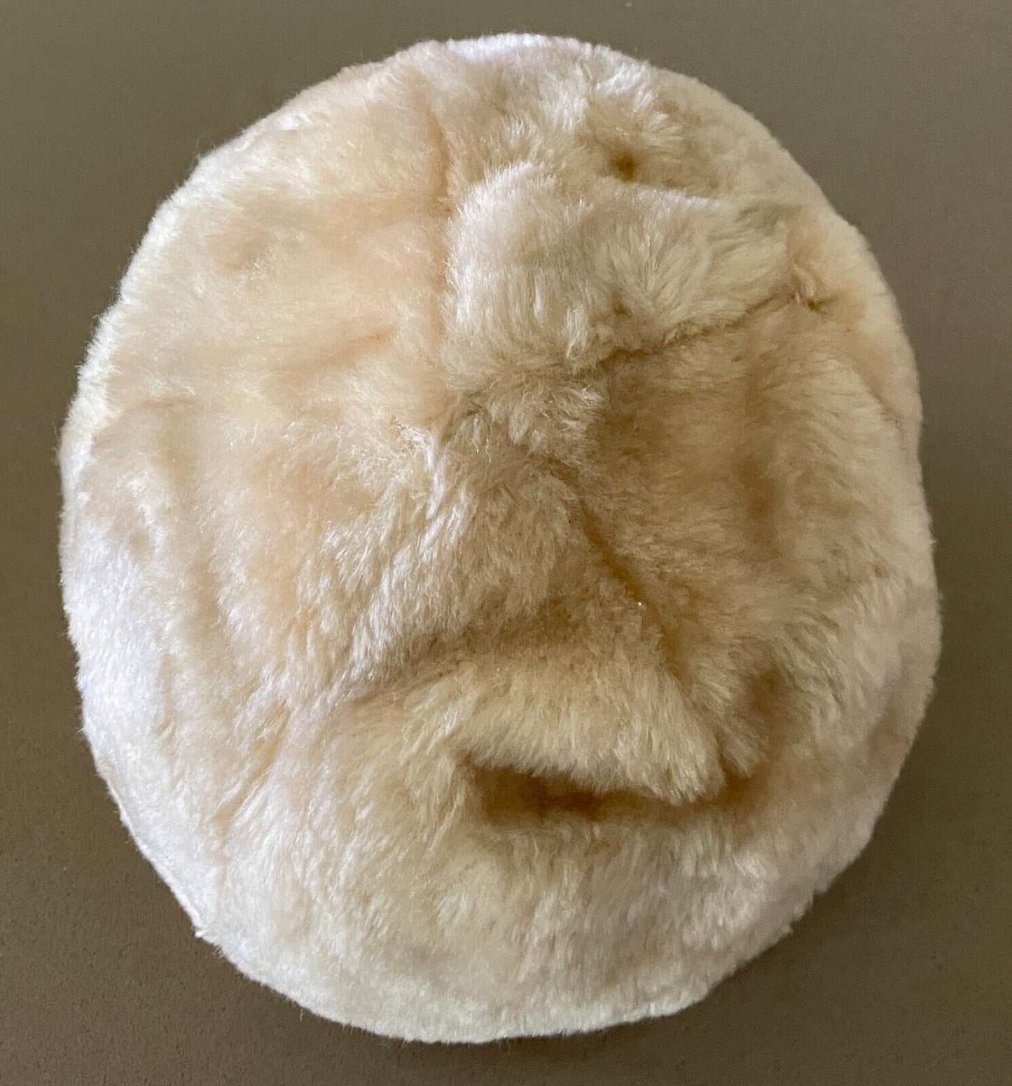 Vintage Pillbox Style Hat Retro Vibe Beige Faux Fur Size 52cm