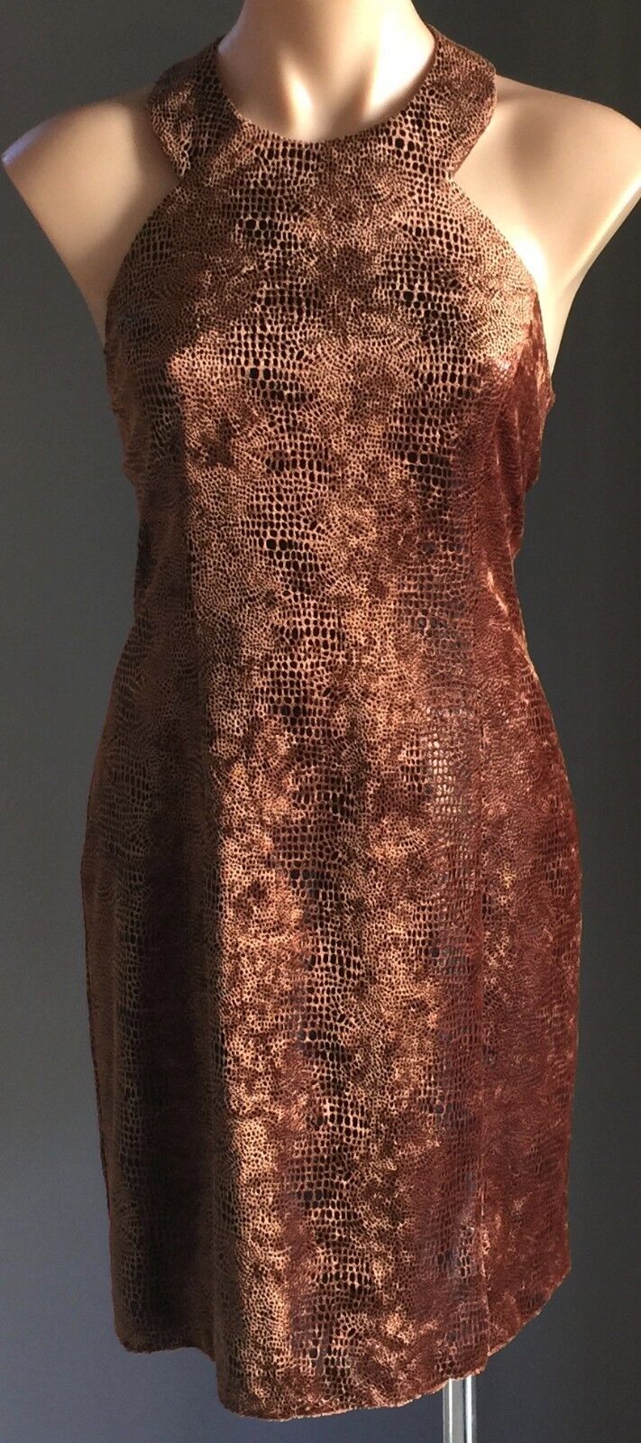 PURPLE PATCH BY MR K 1970's Dress Bronze Black Animal Print Velour Size 10 NEW