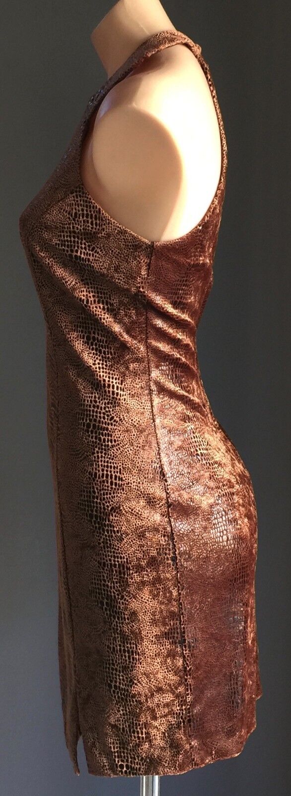 PURPLE PATCH BY MR K 1970's Dress Bronze Black Animal Print Velour Size 10 NEW