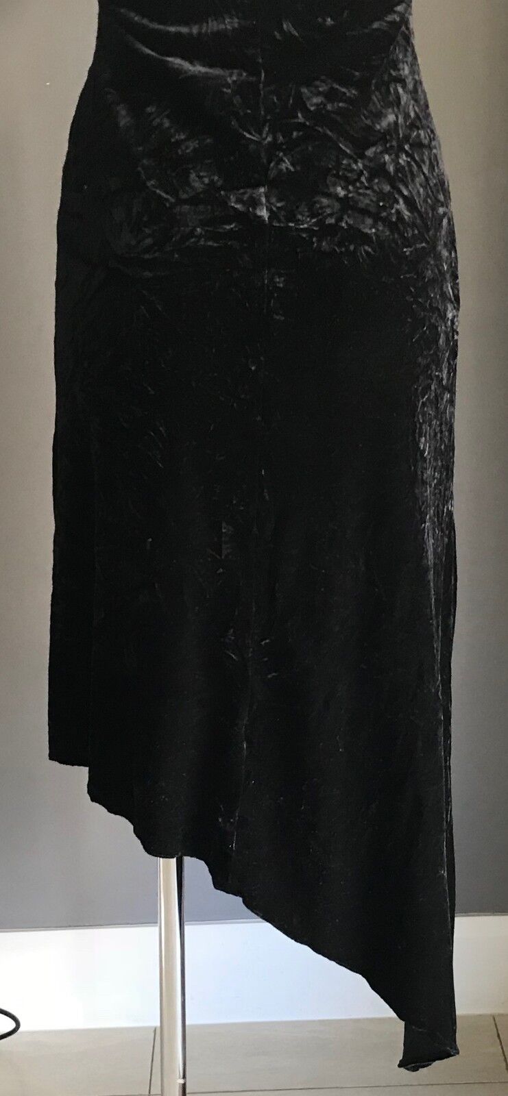 PURPLE PATCH BY MR K Halter Neck Dress Black Stretch Crinkle Velvet Size 10 NEW