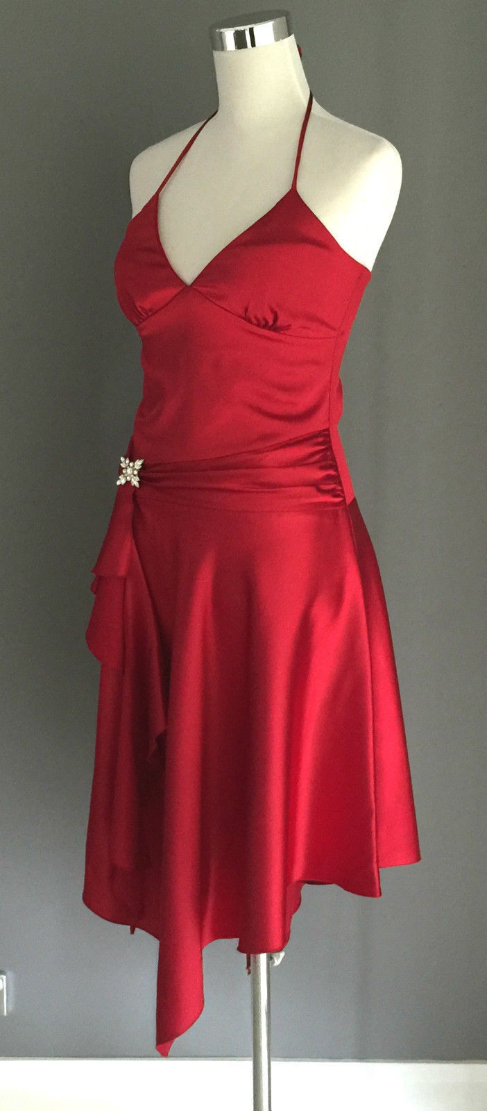 PURPLE PATCH by MR K Halter Neck Dress Burgundy Satin Sizes 8 10 12