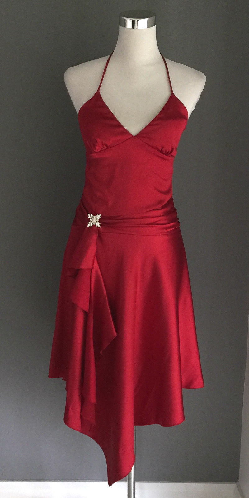 PURPLE PATCH by MR K Halter Neck Dress Burgundy Satin Sizes 8 10 12