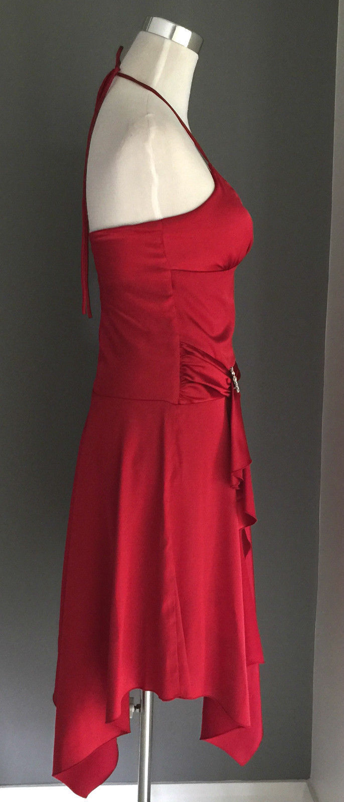 PURPLE PATCH by MR K Halter Neck Dress Burgundy Satin Sizes 8 10 12