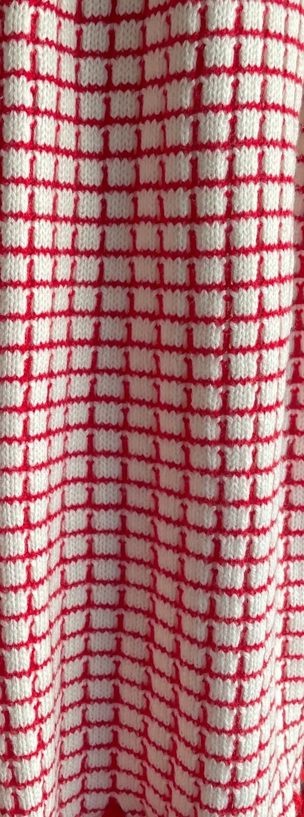 FRINGED Knit Scarf RECTANGLE Red & White Square Shawl Neck Scarf with Fringe